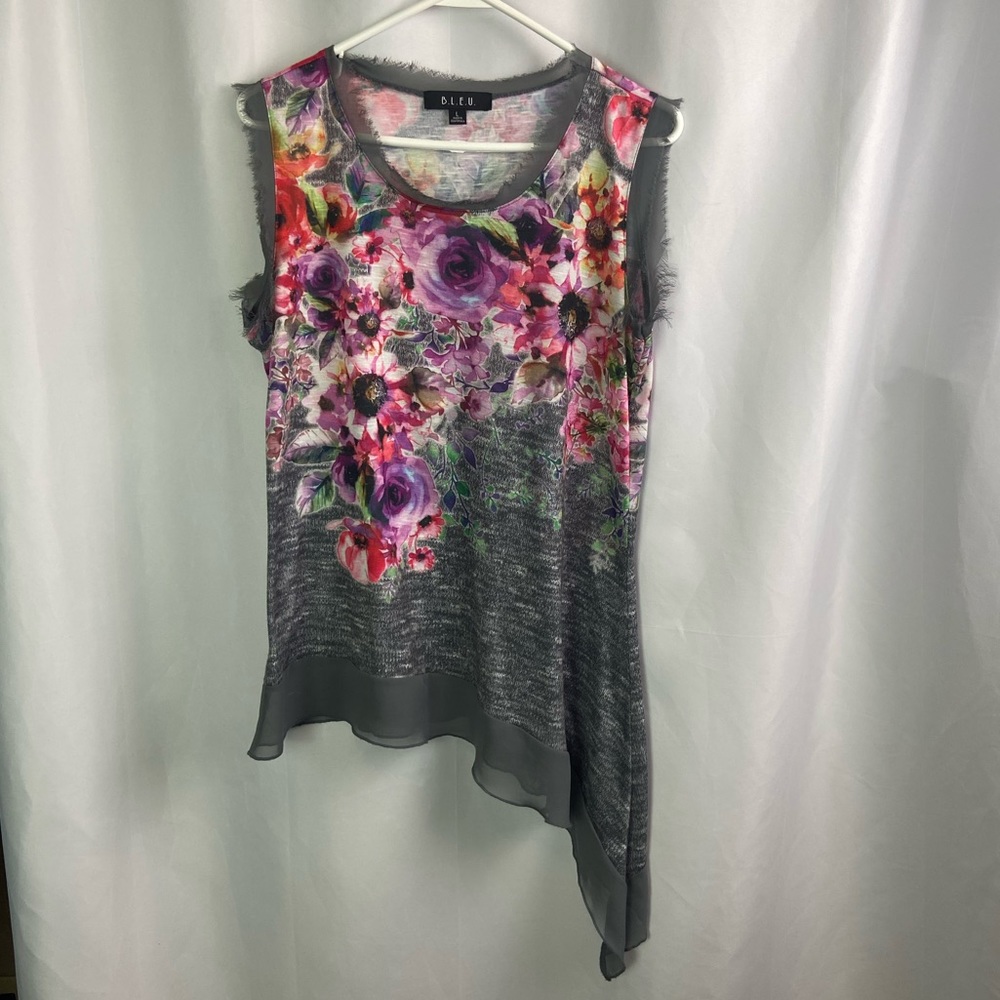 BLEU Asymmetrical Floral Sleeveless Top